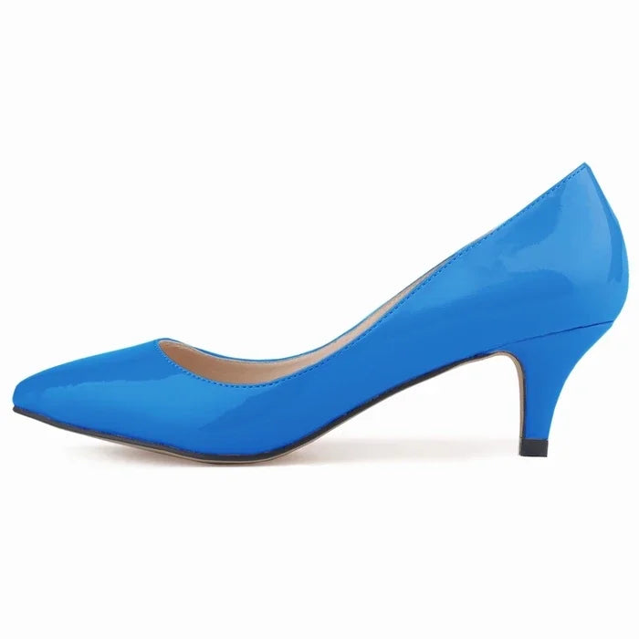 LOSLANDIFEN Classic Sexy Pointed Toes 5cm Low Med Kitten High Heels Women Pumps Shoes Spring Brand Design Dress Wedding Shoes