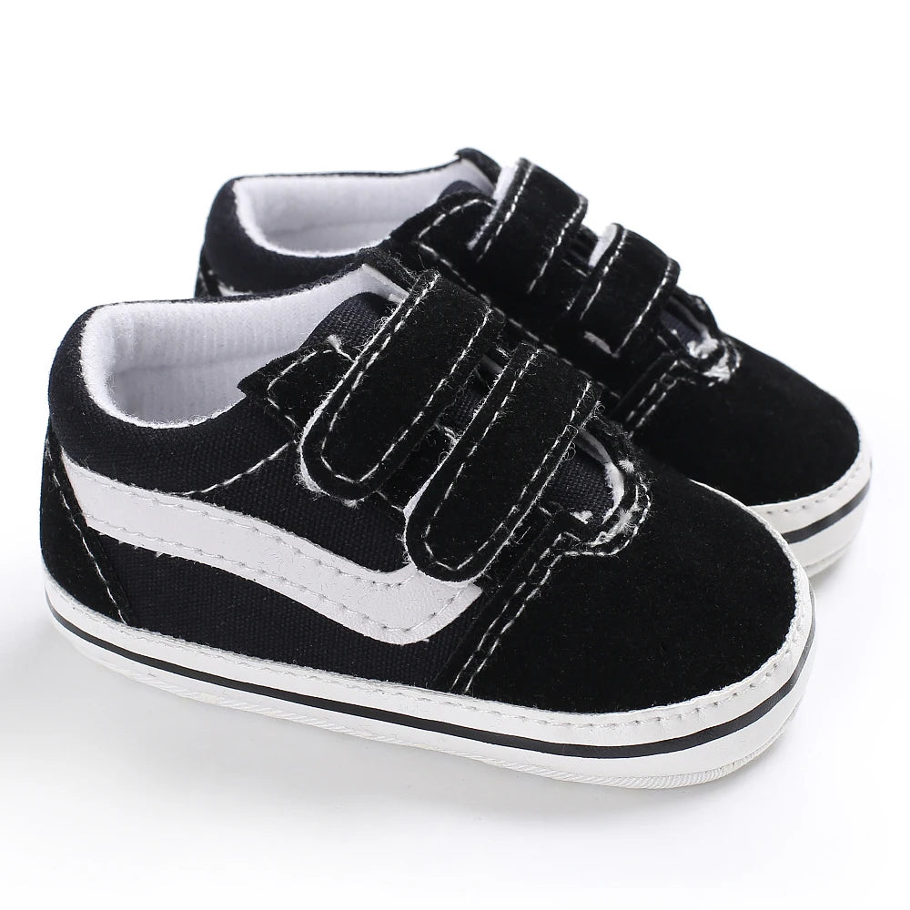 Fashion Spring and Autumn 0-1 Year Old Baby Shoes Boys and Girls Checkered Print Canvas soft sole newborn's first step in learni