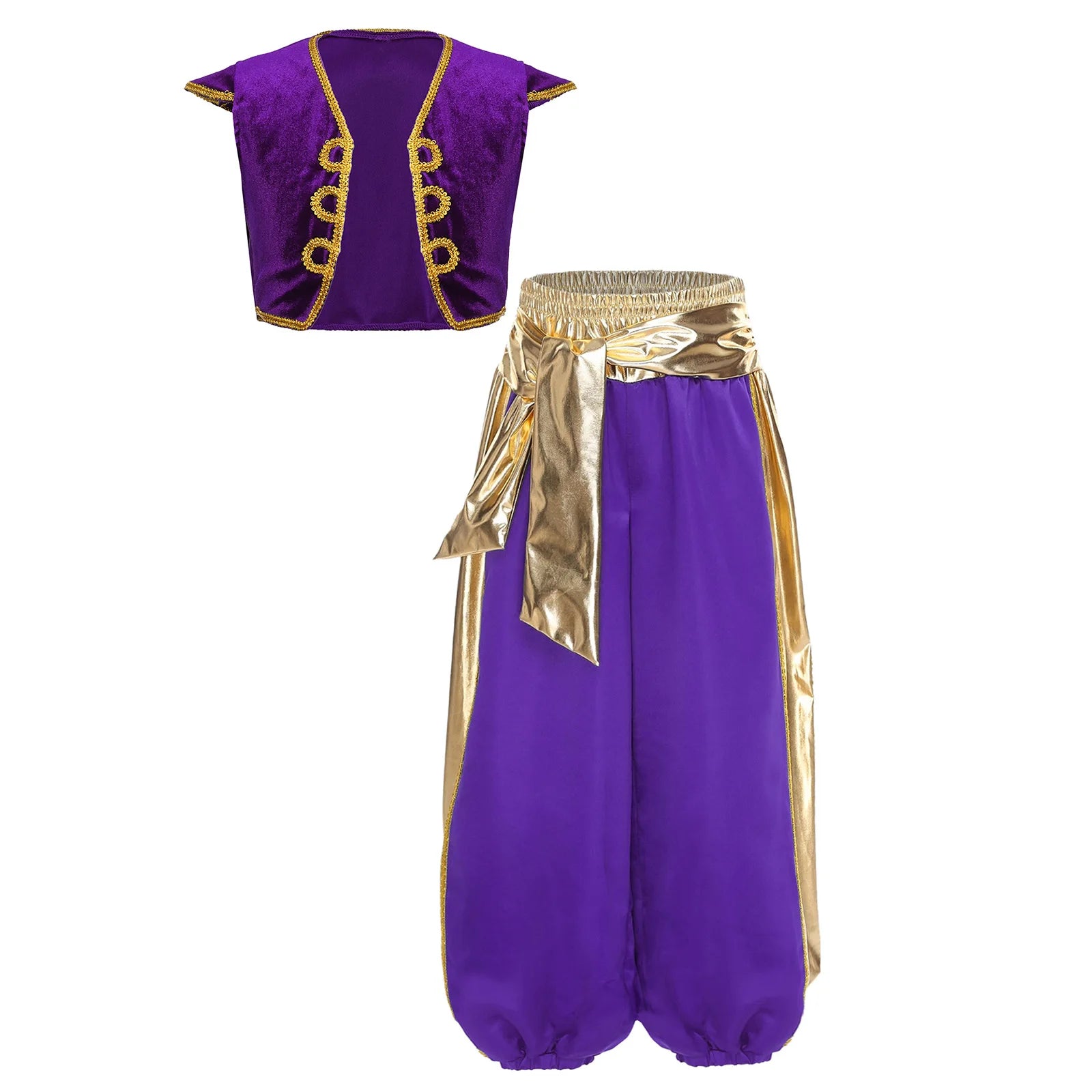 Boys Arabian Prince Costume Mythical Fairy Tale Set Performance Halloween Theme Party Outfit Fancy Dress Vests Bloomers