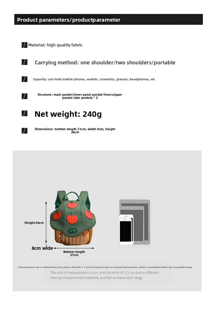 Mini cute bump color mushroom backpack kindergarten cute baby children double-shoulder cartoon schoolbag