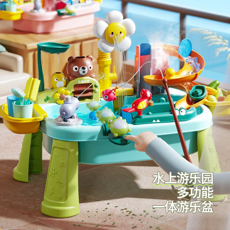 Children's kitchen toys electric fun water play water wash basin fishing dishwashing home role-playing baby early education toy
