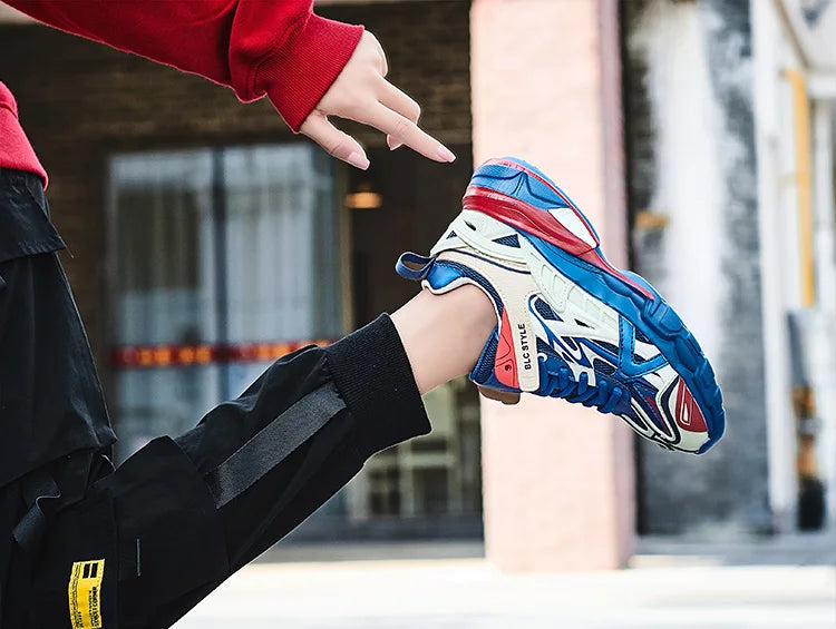 VIPOL Men's fashionable and versatile casual sports shoes, couple white sneakers, thick-soled height-increasing trendy shoes