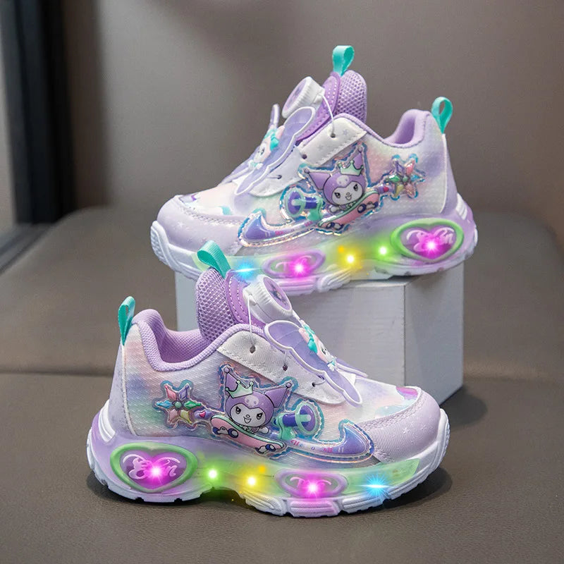 Sanrio Melody  Kids Running Shoes Spring Summer Swivel Button Casual Shoes hello kitty Girl Mesh Breathable Sneakers