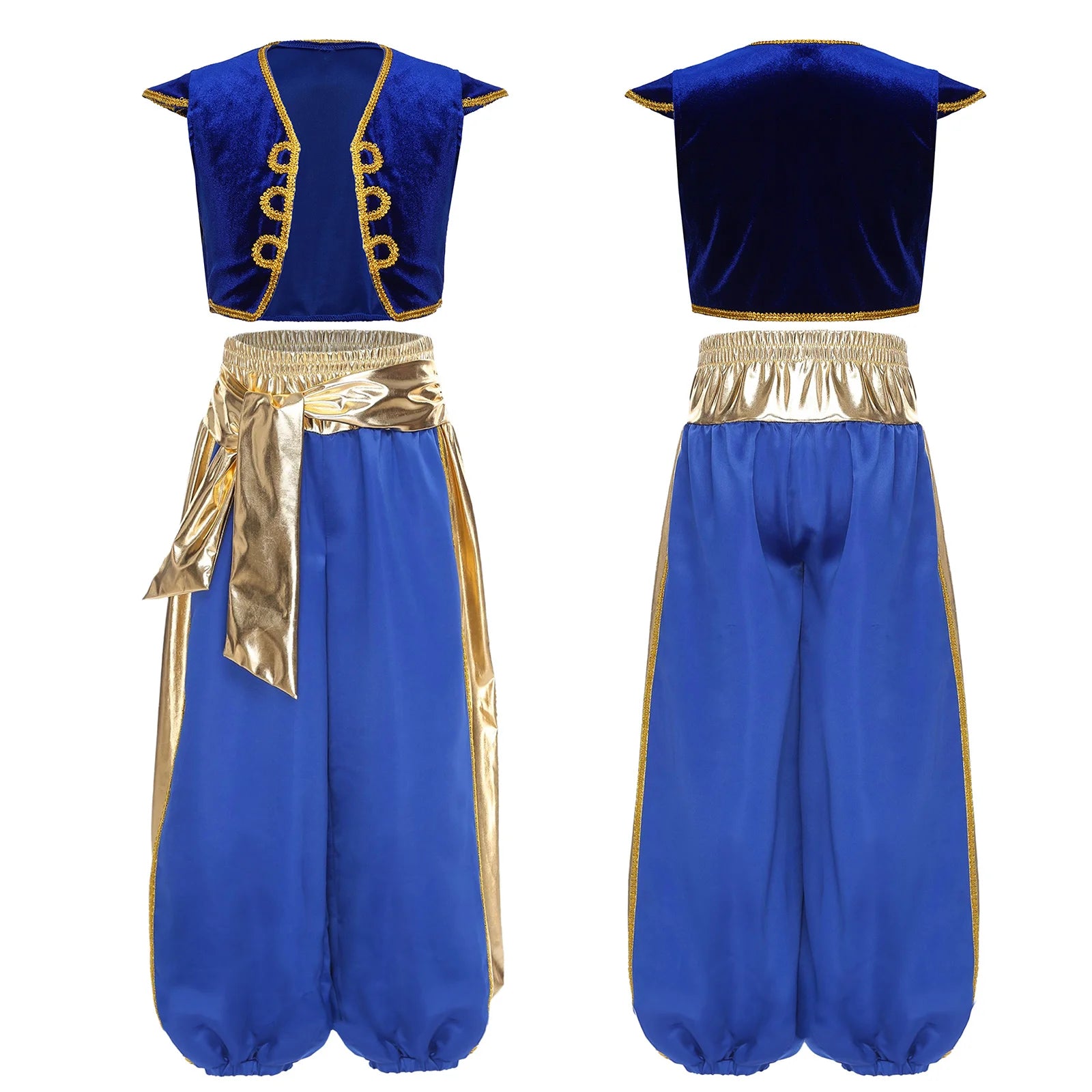 Boys Arabian Prince Costume Mythical Fairy Tale Set Performance Halloween Theme Party Outfit Fancy Dress Vests Bloomers