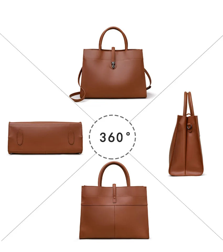 Leather women's bag, light luxury new tote bag, large capacity casual shoulder bag, crossbody bag, luxurious handbag