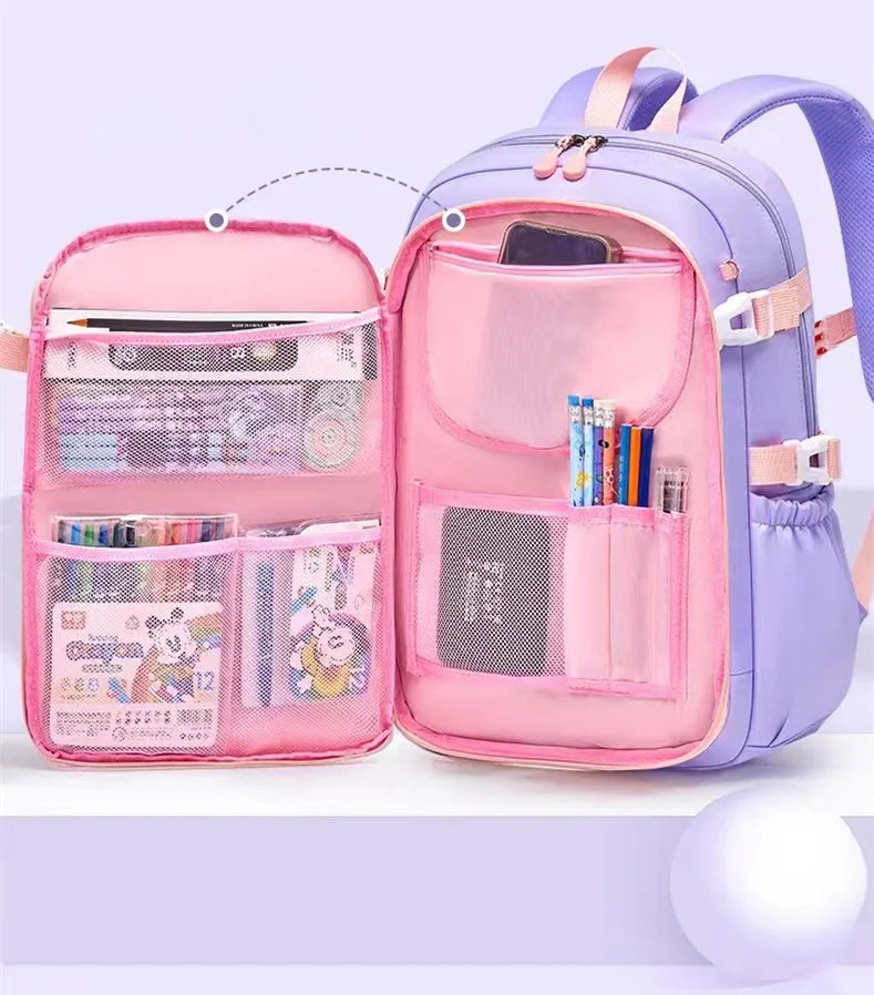 Lovely Rabbit Backpack for Teen Girls Cute Cartoon Schoolbag for Elementary School Girls 2 Size Travel Backpack for Grade 1-9