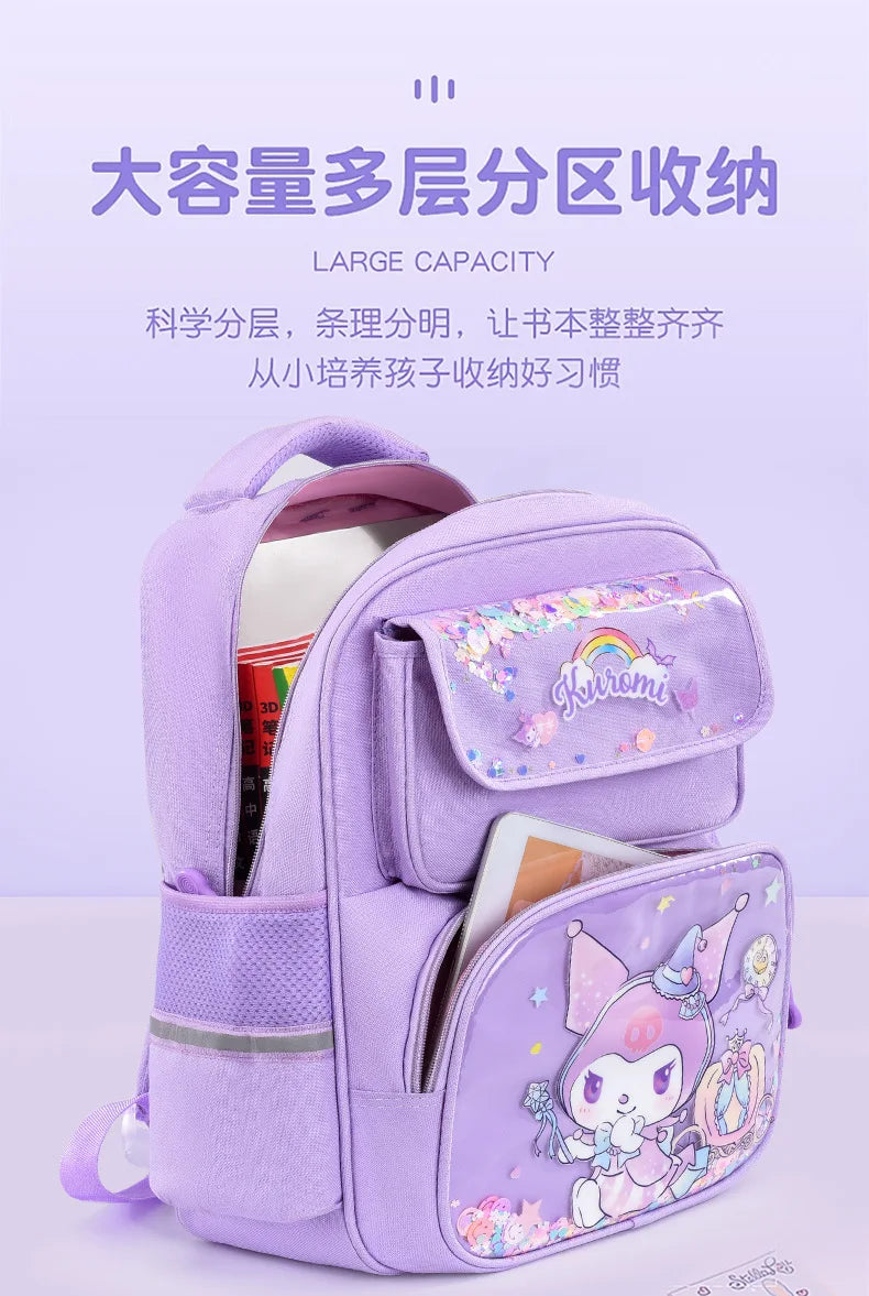 Pupil Schoolbag Backpack Lightweight Student Large Capacity Children's Cartoon Bags Cinnamoroll Sanrio Kuromi My Melody Child