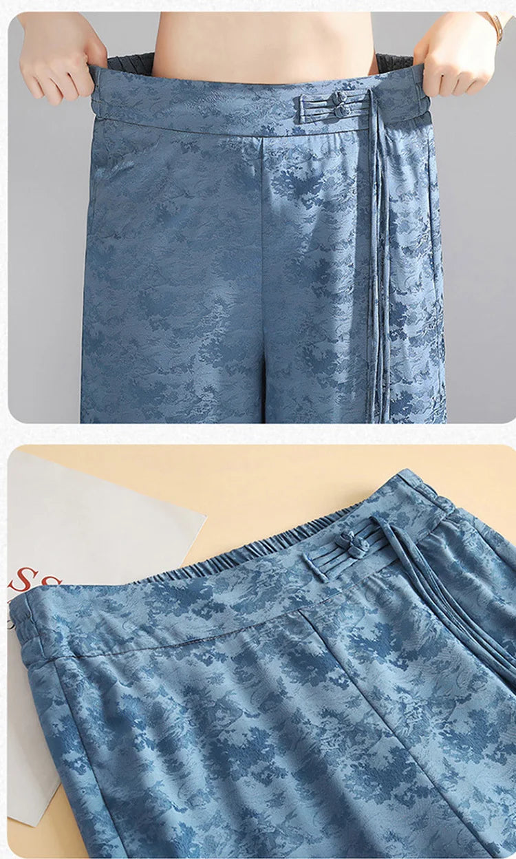 Chiffon Wide Wide Trousers Female Elegant Vintage New Pants Summer Thin Split Loose Skirt Pants Women Black Green