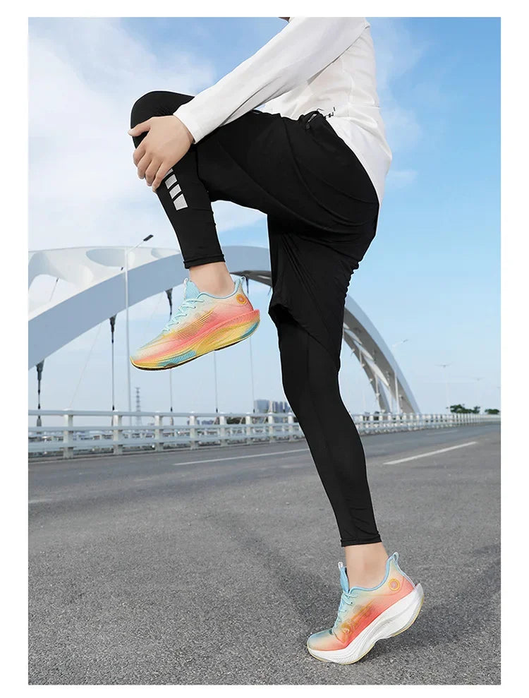 Unisex Breathable Mesh Running Shoes Lightweight Shock Absorption Carbon Plate Casual Versatile Sports Sneakers for Couples