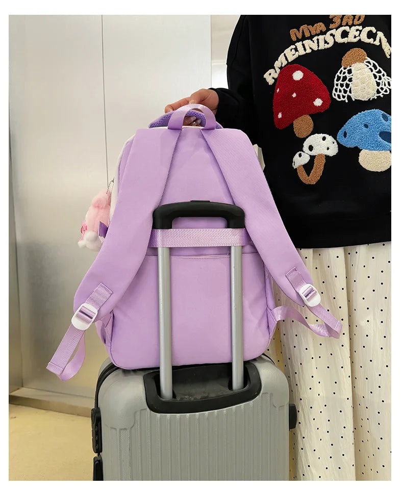 Cinnamoroll Backpack Badges Plush Pendant Casual Cute Cartoon Shoulder Bag Adjustable Shoulder Strap Ultralight Gear