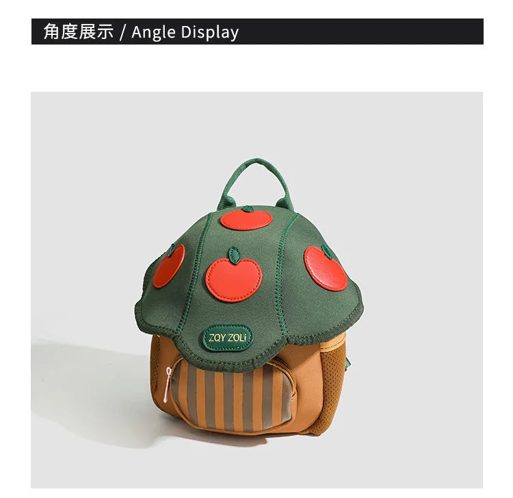Mini cute bump color mushroom backpack kindergarten cute baby children double-shoulder cartoon schoolbag