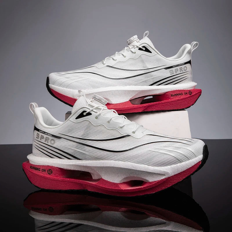 Men Running Shoes Carbon Plate Speciality Marathon Sports Breathable Lightweight Women's Comfortable Nonskid Leisure Sneakers