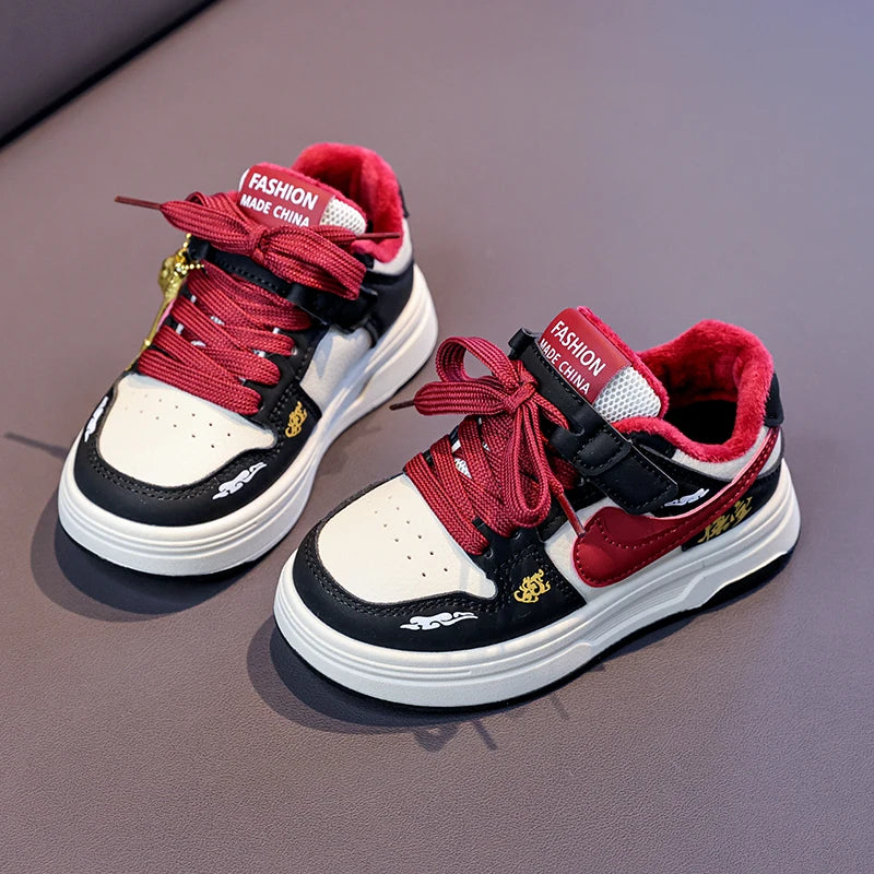 2026 Winter New Arrival Children's Fleece-Board Shoes for Boys and Girls - Soft Sole Anti-Slip Casual and Sports Footwear
