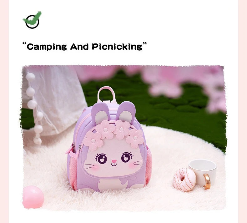 Toddler Backpack for Girls 3-5 Years Old Cartoon Pink Rabbit School Bags Kindergarten Kids Kawaii Bag Mochila Infantil Escolar