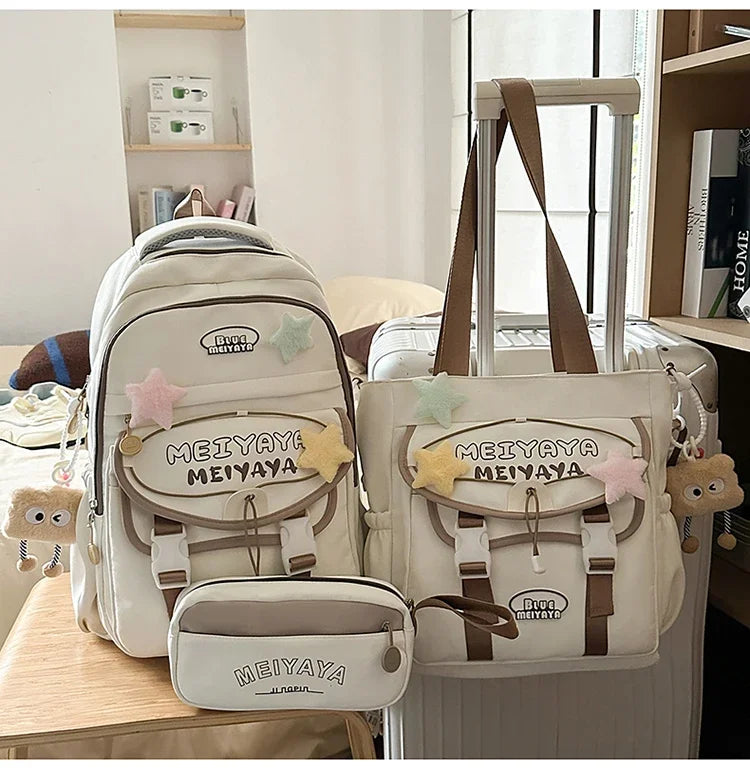 School Bags For Girls Japanese Style Kawaii For Large New Nylon Shoulder Bag Backpack School Set For Kinder Girl Kids Schoolbags