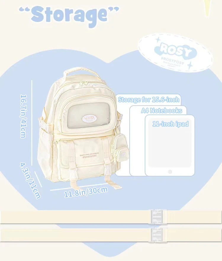 Cream Style Backpack for High School Girls with High Looks and Large Capacity Backpack Computer Bag