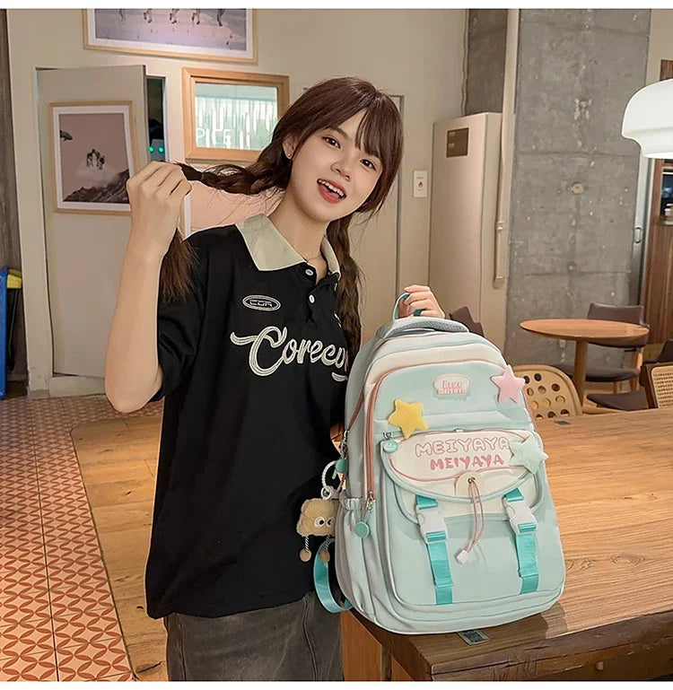 School Bags For Girls Japanese Style Kawaii For Large New Nylon Shoulder Bag Backpack School Set For Kinder Girl Kids Schoolbags