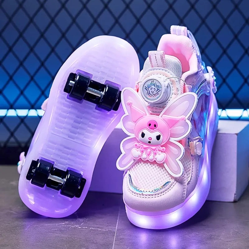 Kulomie Runaway Shoes Girls 2025 New Autumn and Winter Children's Sports Skateboard Shoes with Wheels Retractable
