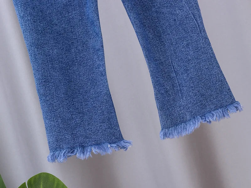 Girls' Jeans 2024 Spring Autumn New Girls Cotton Embroidered Floral Jeans Kids Fashion All-match Casual Trousers Jeans0-5Y