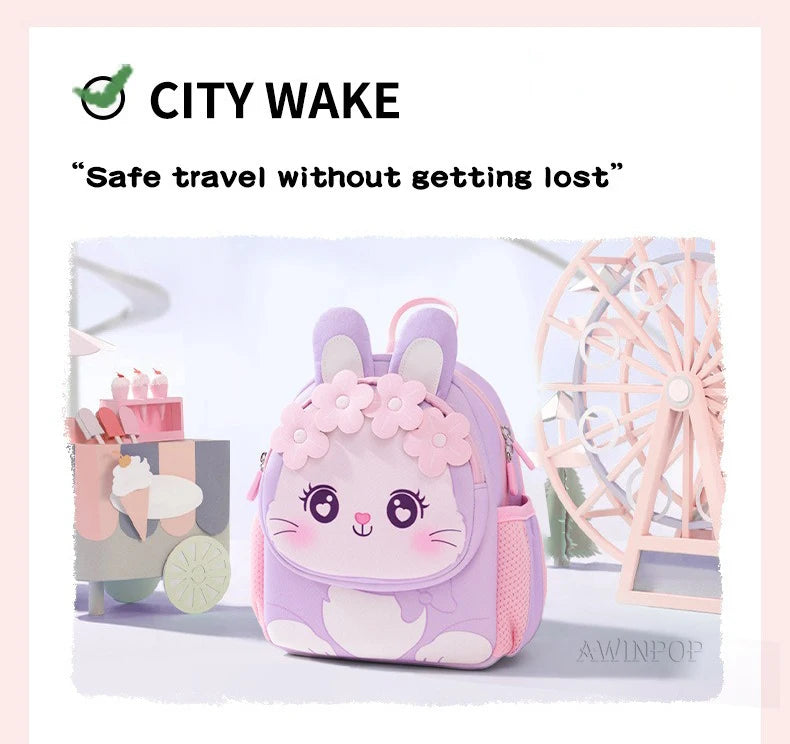 Toddler Backpack for Girls 3-5 Years Old Cartoon Pink Rabbit School Bags Kindergarten Kids Kawaii Bag Mochila Infantil Escolar