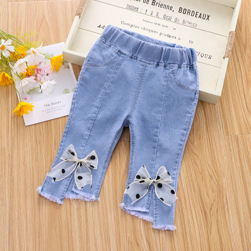 Girls Jeans 2023 New Summer Clothes Korean Loose Children's Denim Trousers Little Kids Casual Pants 1 2 3 4 5 Years