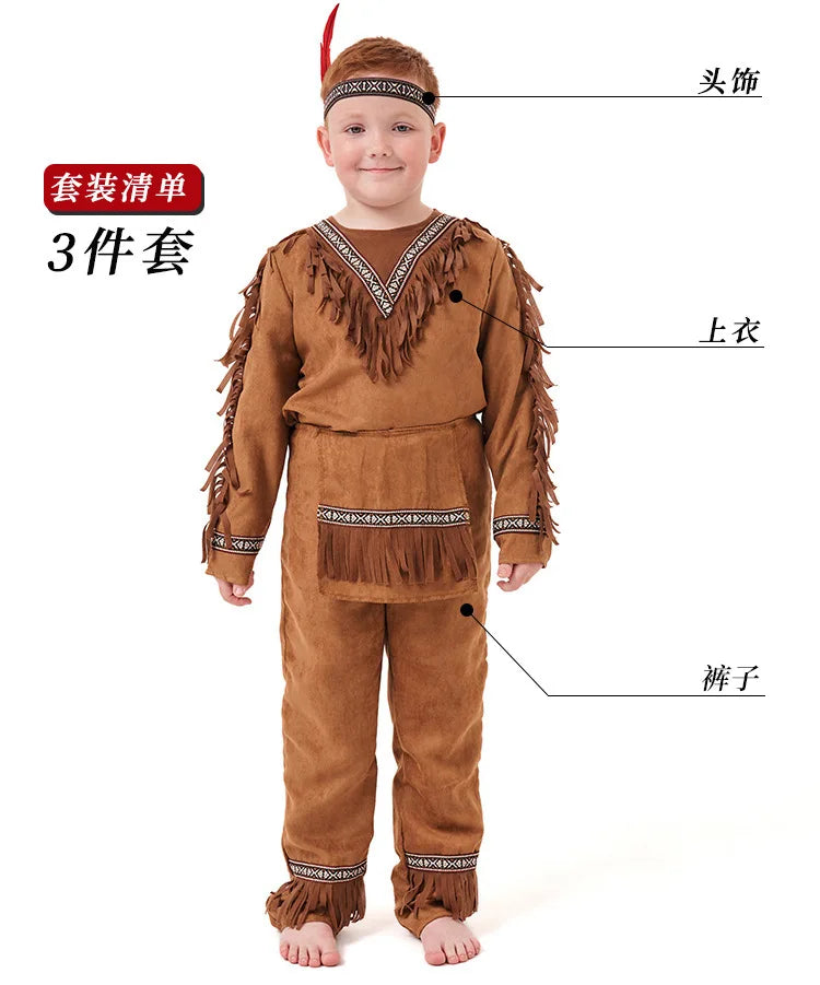 Boys Girls Indian Cosplay Costume Fancy Dress Halloween Party Cosplay Costume Festival Party Performance Costumes ﻿