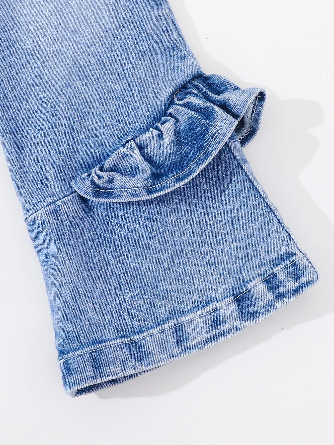 Girls' Trendy Flared Jeans - Ruffle Detail & Comfortable Elastic Waist