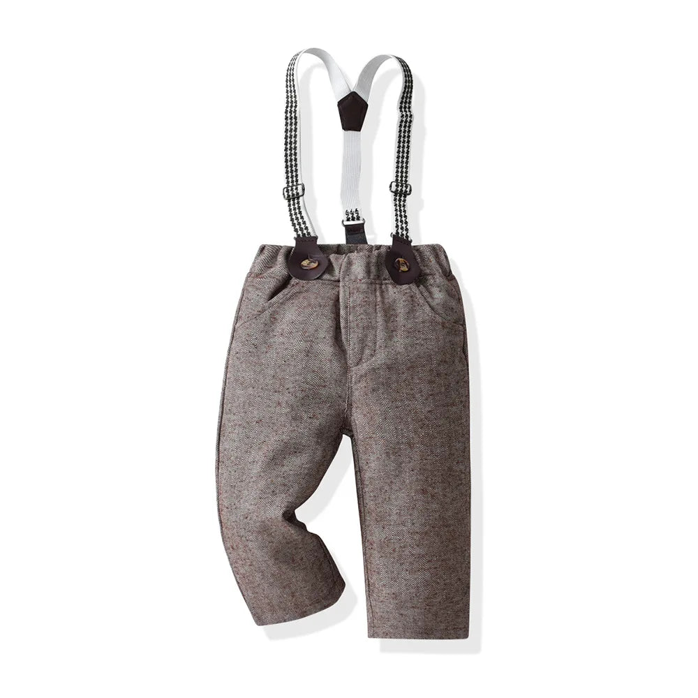 Baby Boys Party Dress Suit Cotton Long Sleeve With Shirt + Suspenders Pants 2PCS Outfits Kids Boys Gentleman Clothes Sets