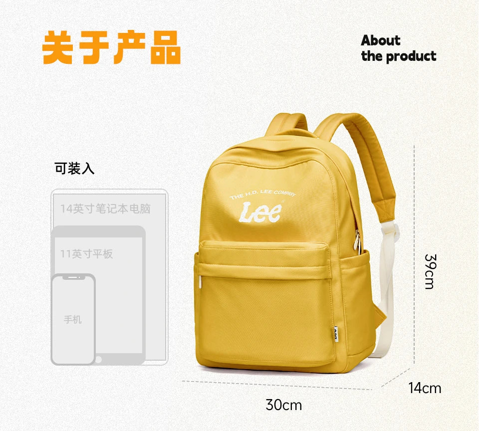 LEE Unisex Large Capacity Laptop School Bag for Women Man Leisure Oxford Waterproof Travel Backpack Candy Color Bookbag Trip