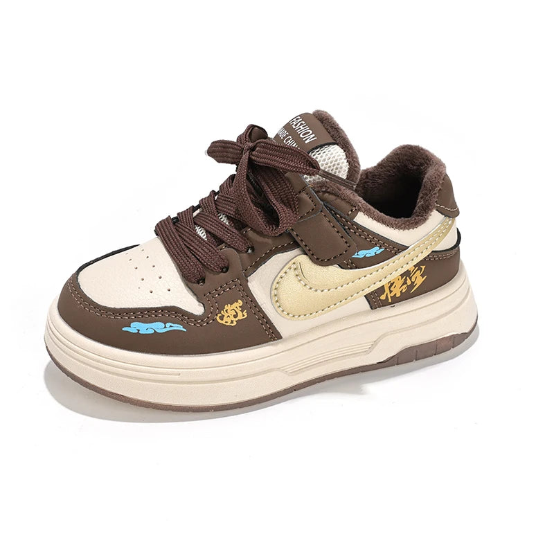 2026 Winter New Arrival Children's Fleece-Board Shoes for Boys and Girls - Soft Sole Anti-Slip Casual and Sports Footwear