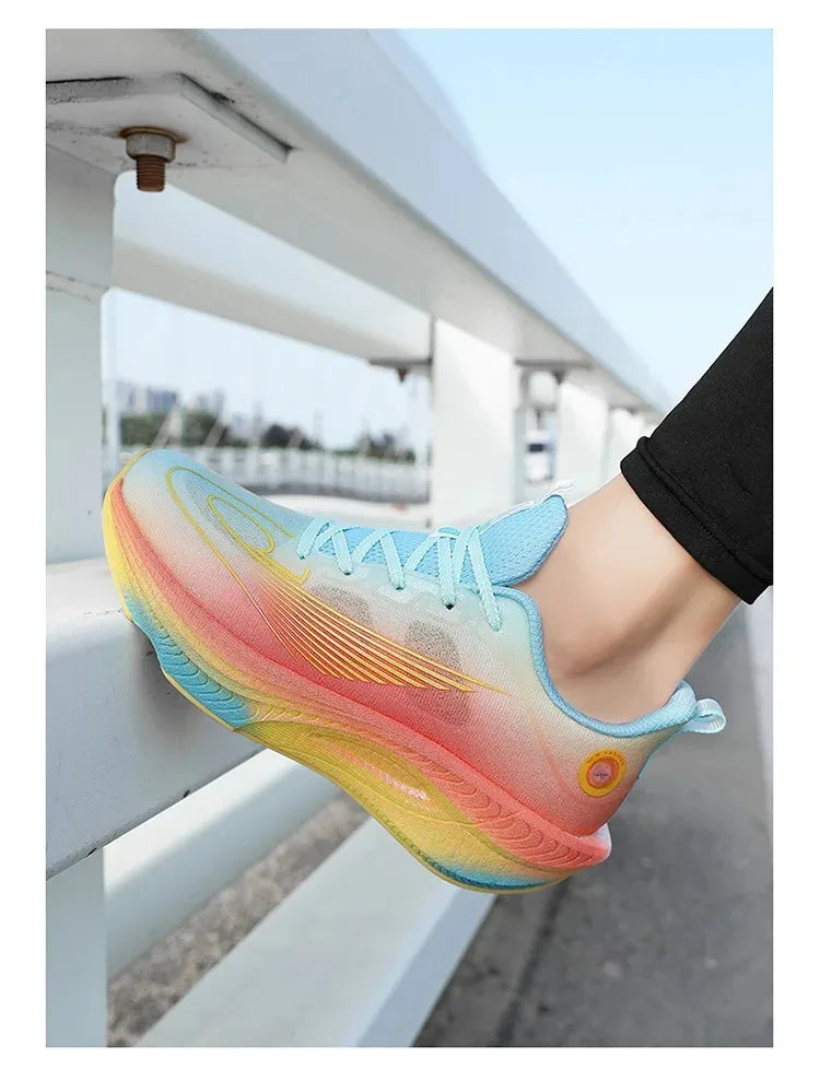 Unisex Breathable Mesh Running Shoes Lightweight Shock Absorption Carbon Plate Casual Versatile Sports Sneakers for Couples