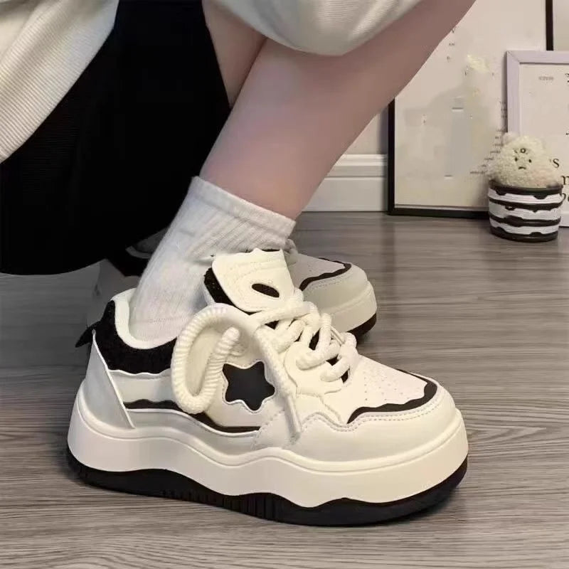 Thick-soled Fashionable White Shoes Spring and Autumn New Versatile Casual Sneakers Comfortable Thick-soled Sneakers for Women