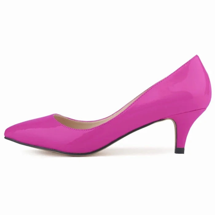 LOSLANDIFEN Classic Sexy Pointed Toes 5cm Low Med Kitten High Heels Women Pumps Shoes Spring Brand Design Dress Wedding Shoes