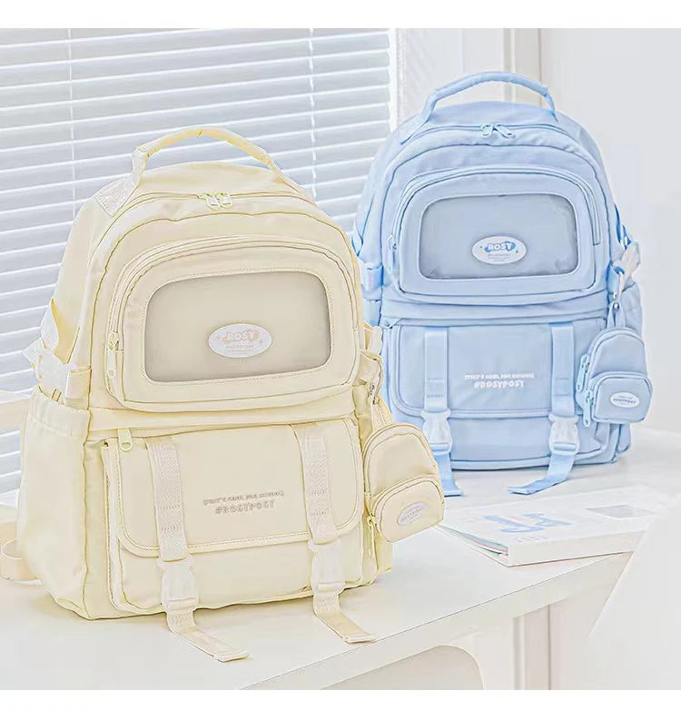 Cream Style Backpack for High School Girls with High Looks and Large Capacity Backpack Computer Bag