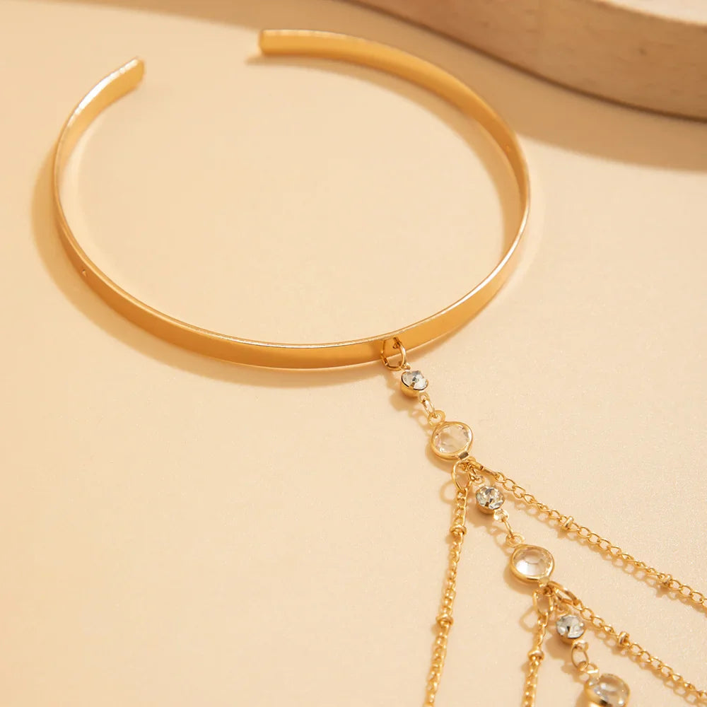 Trendy Arm Jewelry Fashion Sexy Multi-layered Rhinestone Chain Tassel Upper Arm Bracelet Armlet Armband Women Accessories