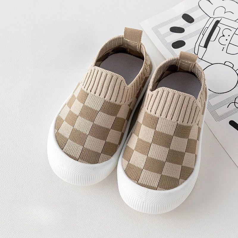 2025 New Arrival Slip-on Toddler Shoes Classic Plaid Baby First Walkers Boys Girls Spring Autumn Non-Slip Sneakers Sport Shoes