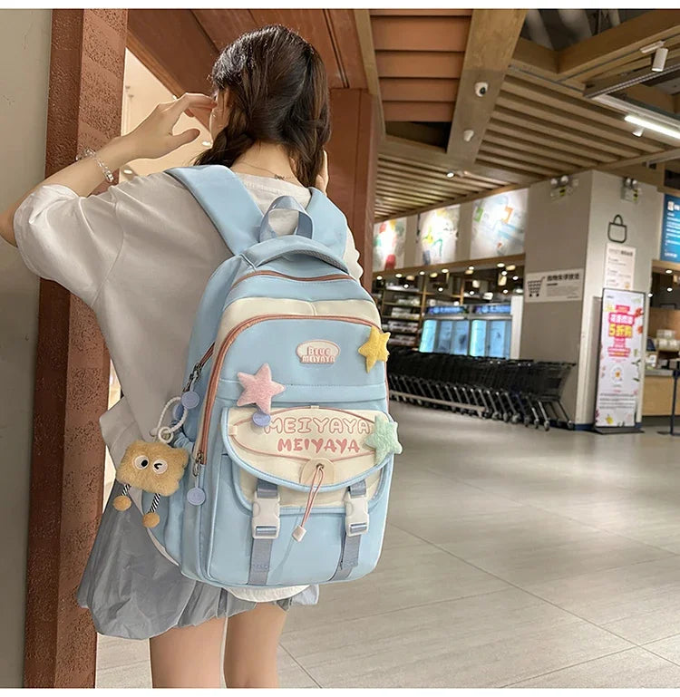 School Bags For Girls Japanese Style Kawaii For Large New Nylon Shoulder Bag Backpack School Set For Kinder Girl Kids Schoolbags