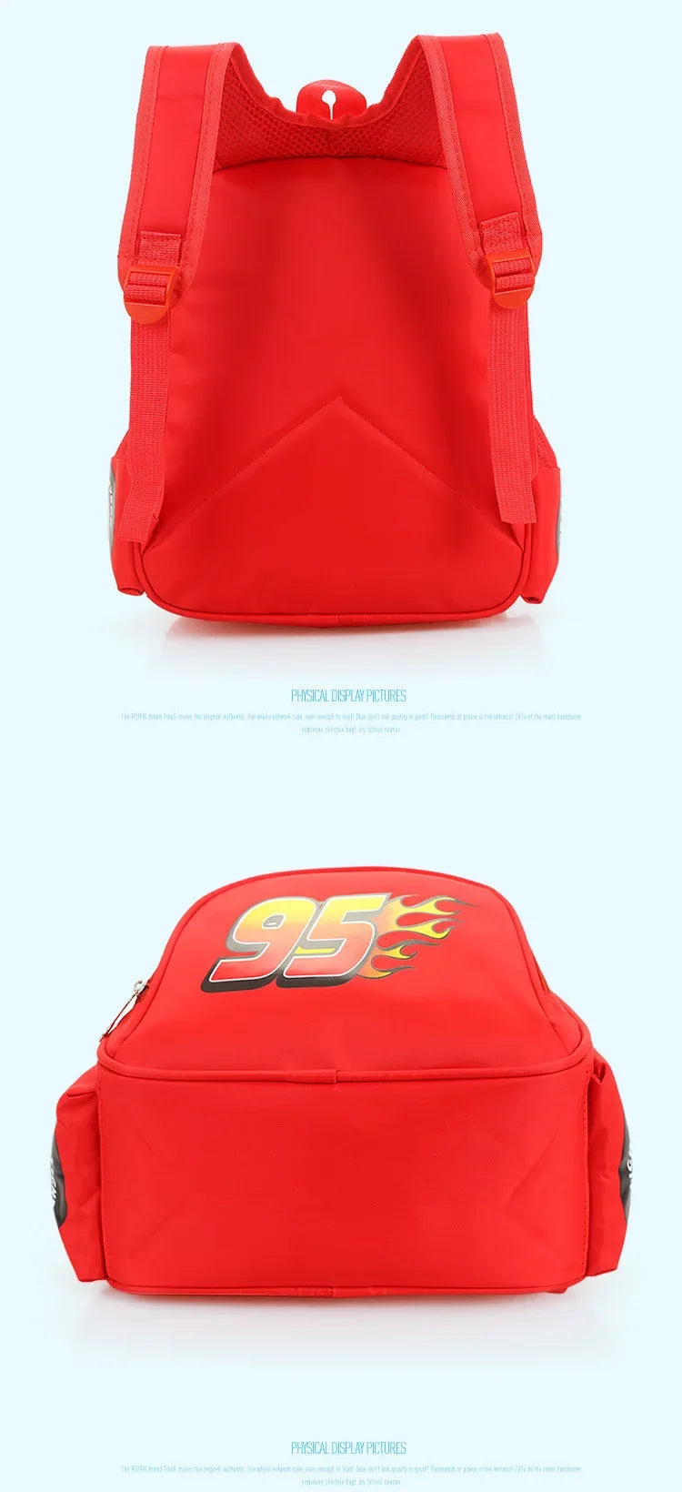 Cartoon Disney Cars 95 Series Kindergarten Safety Schoolbag 3D Car Shape Large Capacity Backpack Boys And Girls Surprise Gifts