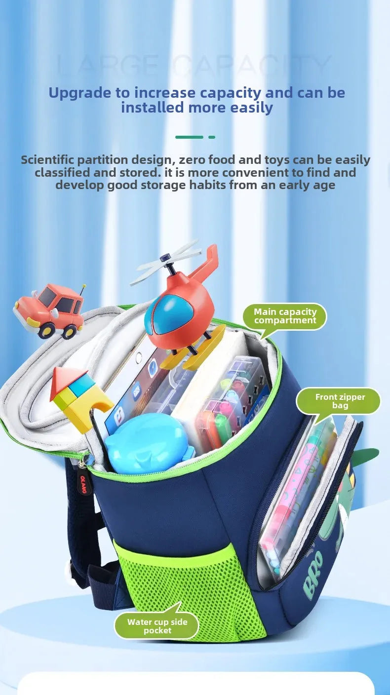 New Cartoon Dinosaur Kindergarten Backpack Spine Protection Lightweight School Bag for Primary School Children