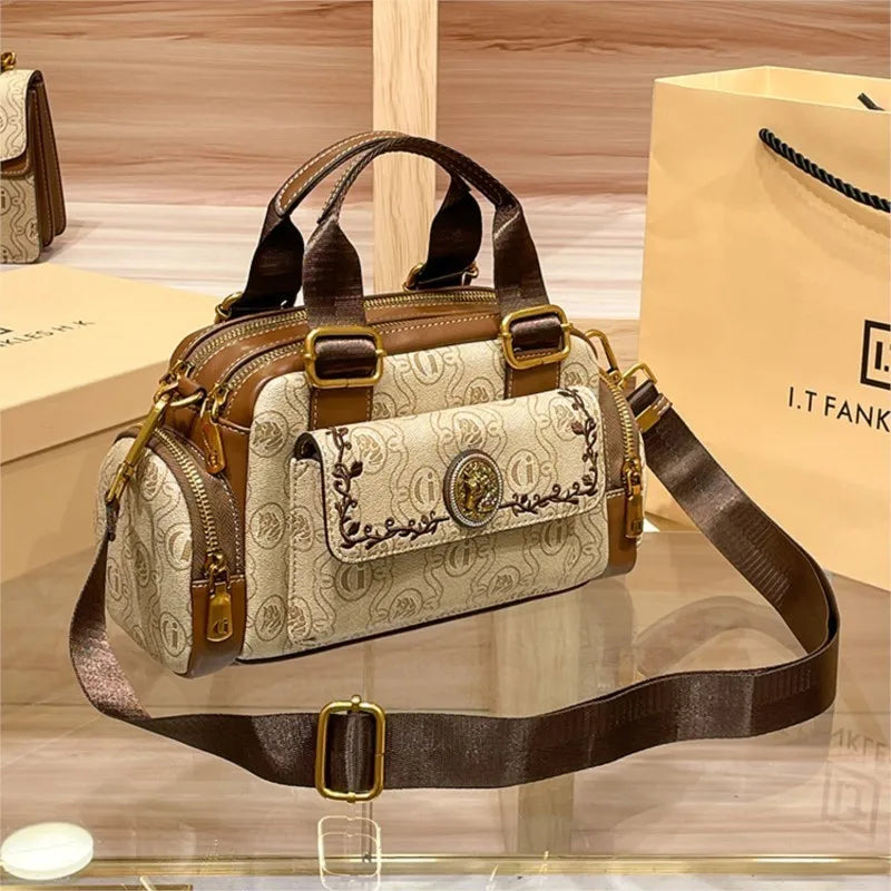 Women's Handbag 2025 New Brand Genuine Leather Handbag Designer High Quality Retro Single Shoulder Oblique Cross Pillow Bag