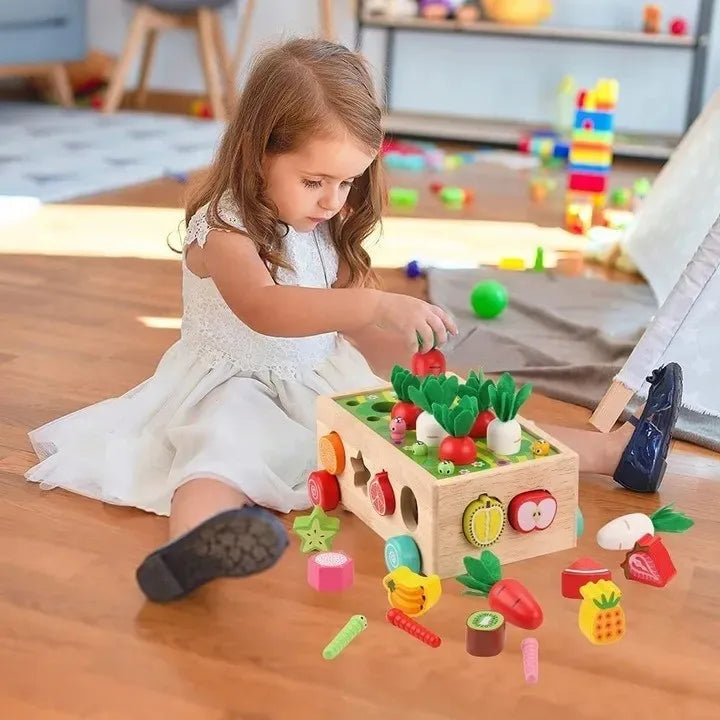 Montessori Toys for Baby Boys Girls1 2 3 4Year Wooden Puzzle Carrot Harvest Toy Game Shape Sorting Educational Toys for Children