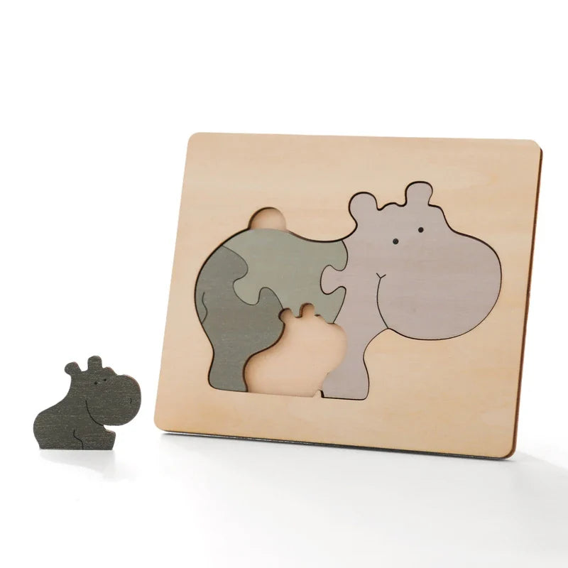 Wooden Puzzle Montessori Toys Baby Cartoon Ocean Animal Colorful Learning Education Block Toys Tangram Jigzaw Cognitive Kid Gift