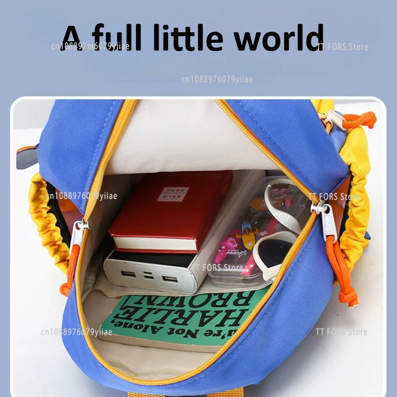 New Trendy Lightweight Nylon Kids Backpack Fashionable Excavator Design Casual Boys and Girl School Age School Bag Birthday Gift