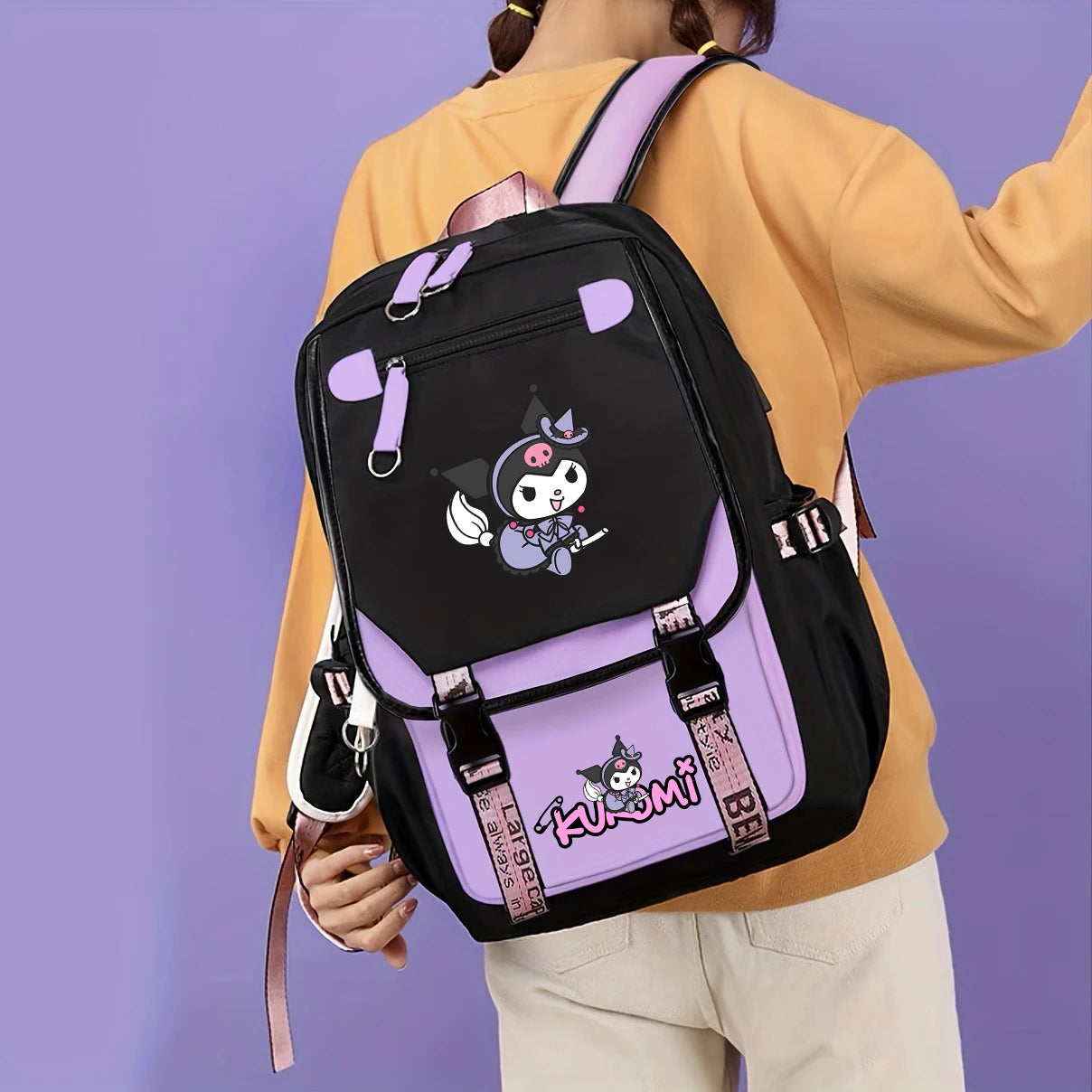Kuromi Print Backpack, Student Daypack For Girl, Lightweight And Comfortable, Large Capacity Knapsack, Versatile Travel Backpack