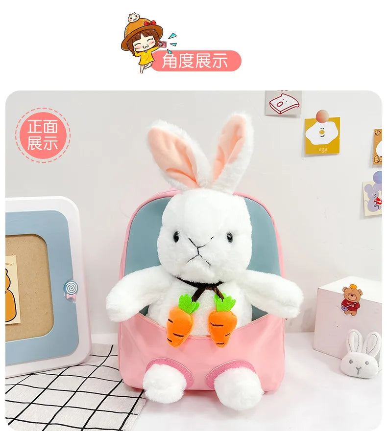 Cartoon Kindergarten Backpack New Children's School Bag Cute Plush Rabbit Doll Backpack