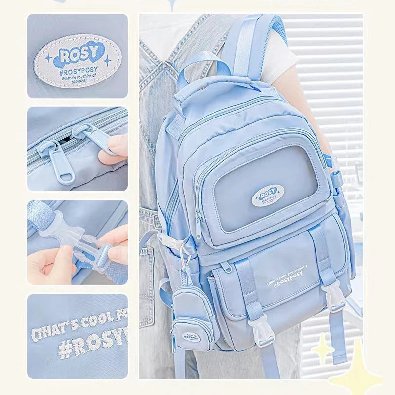 Cream Style Backpack for High School Girls with High Looks and Large Capacity Backpack Computer Bag