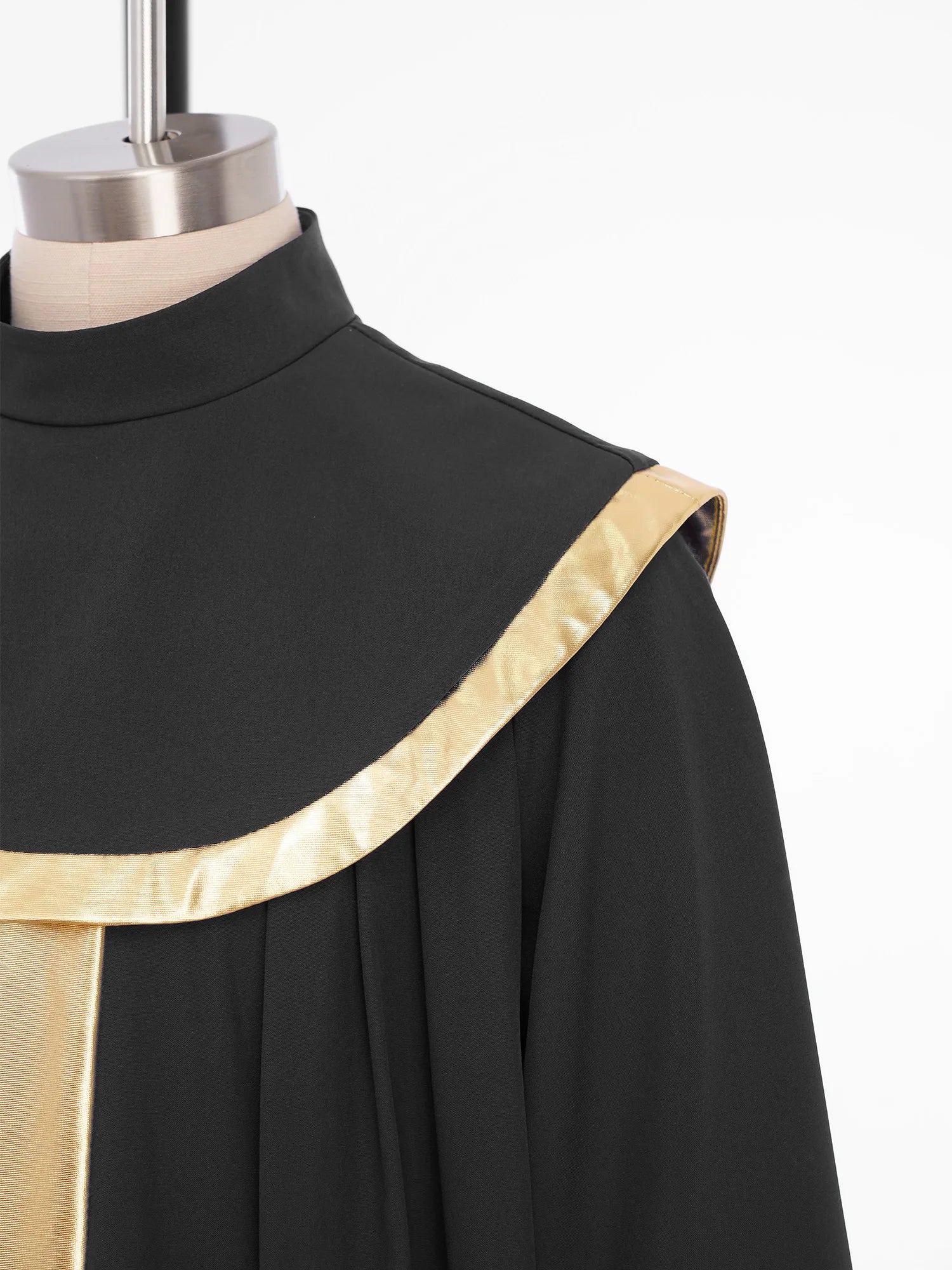 Boys Girls Choir Robe Liturgical Worship Praise Dance Costume Long Sleeve Metallic Color Block Patchwork Pleated Dress Grown