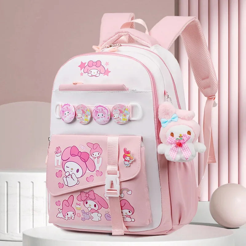 Cinnamoroll Backpack Badges Plush Pendant Casual Cute Cartoon Shoulder Bag Adjustable Shoulder Strap Ultralight Gear