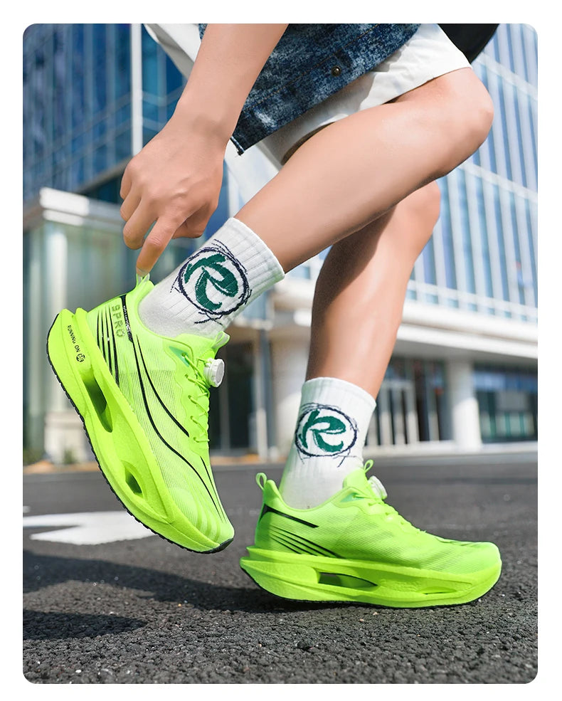 Men Running Shoes Carbon Plate Speciality Marathon Sports Breathable Lightweight Women's Comfortable Nonskid Leisure Sneakers