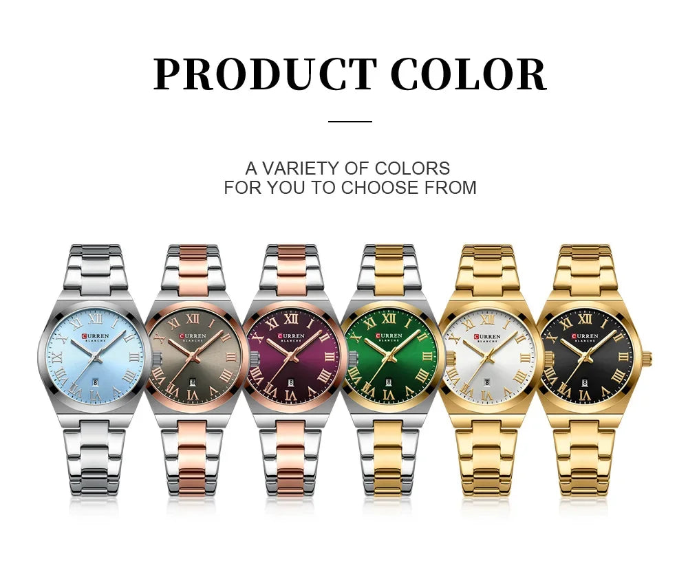 CURREN Watch Women,Watches for Women,Ladies Watches,Waterproof Fashion Dress Stainless Steel Bracelet Analog Watches Date